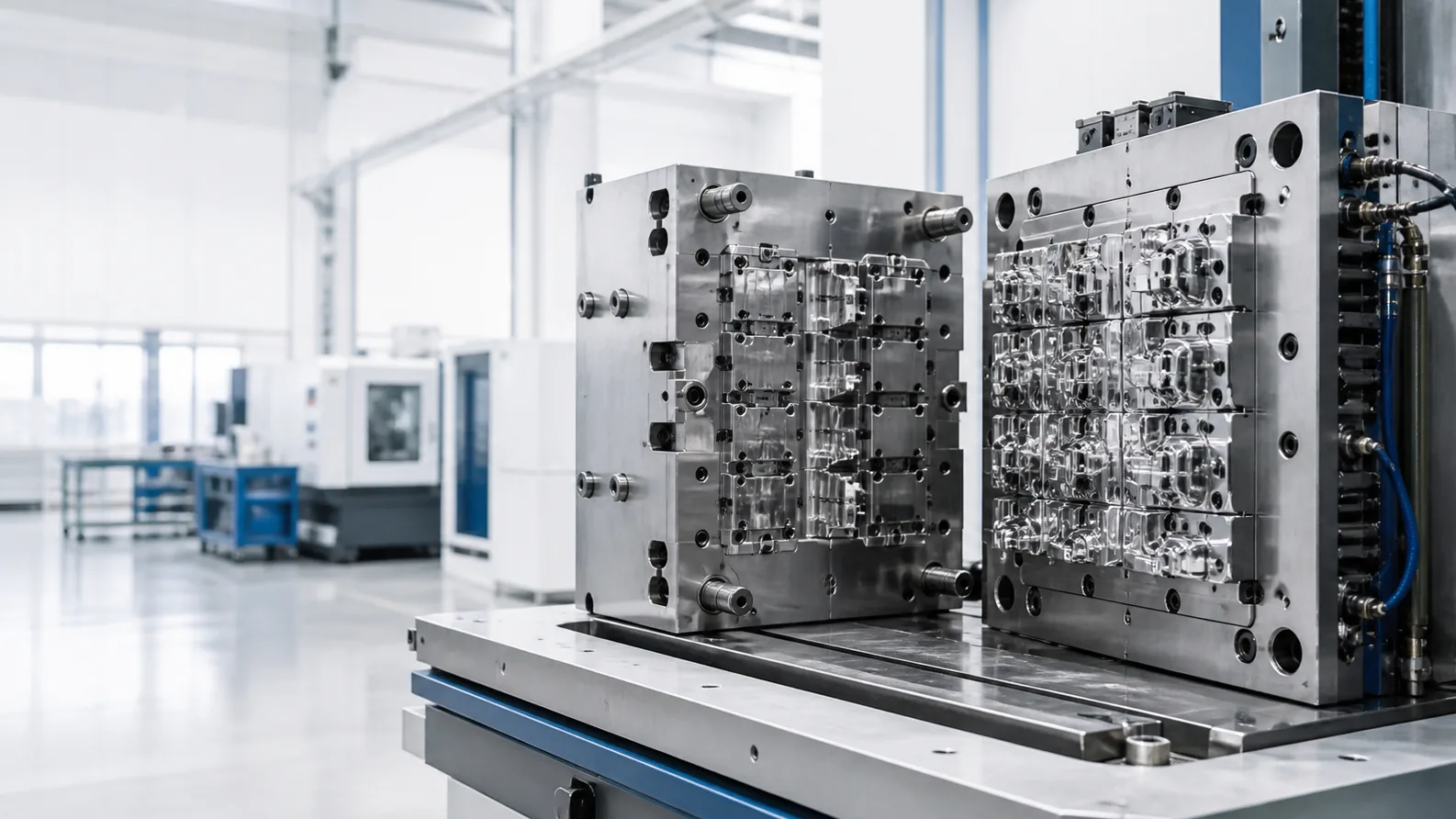 Open precision mold in a bright automated toolroom