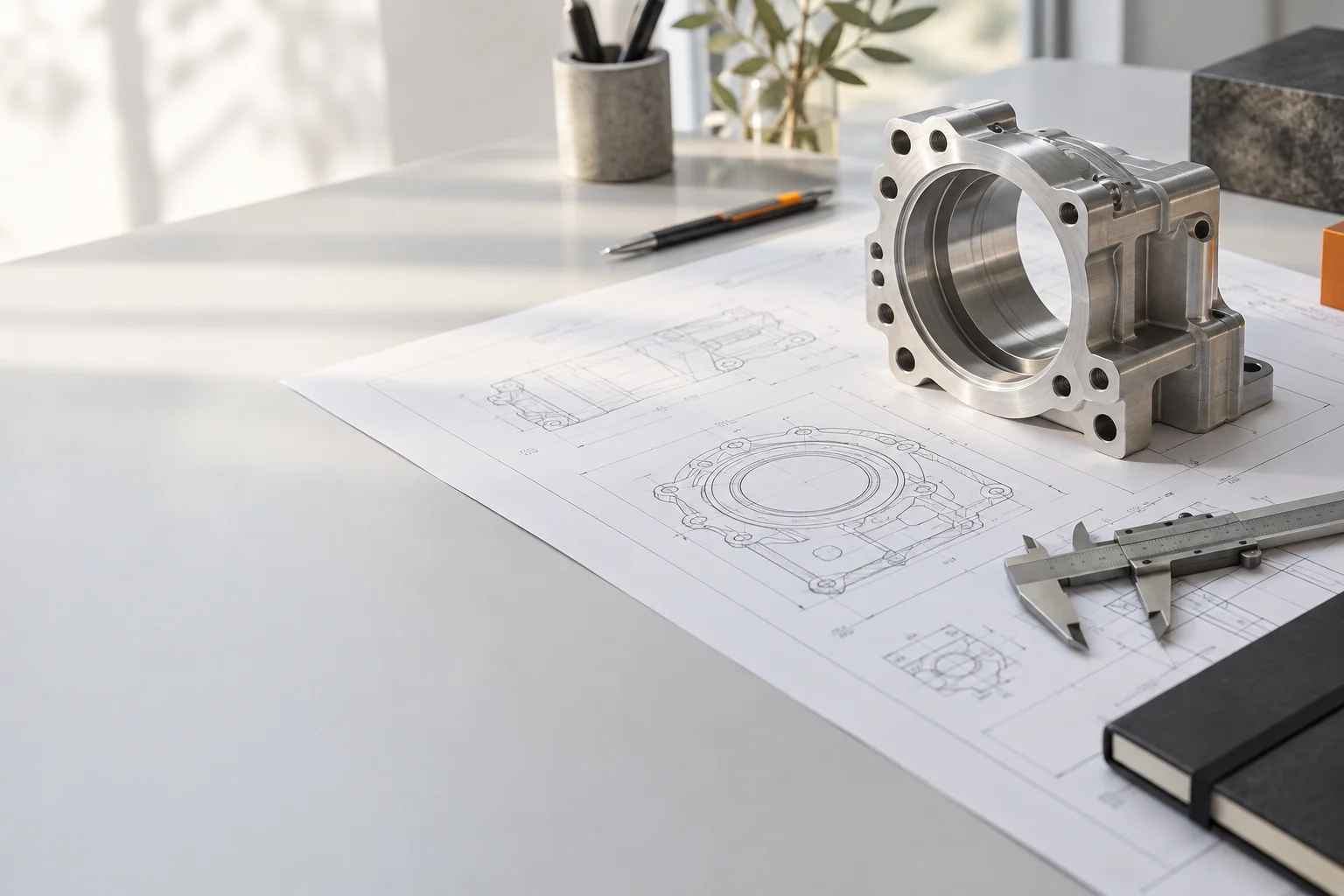 Contact Us &mdash; illustrative manufacturing scene