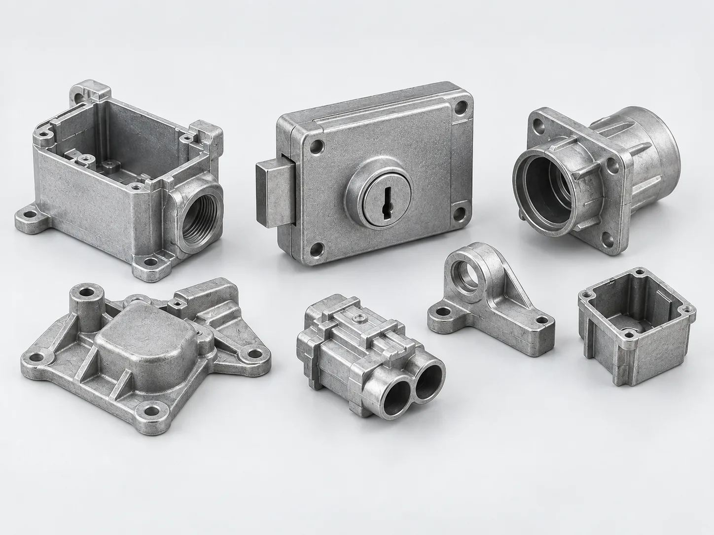 Illustration of small zinc alloy die-cast industrial hardware components