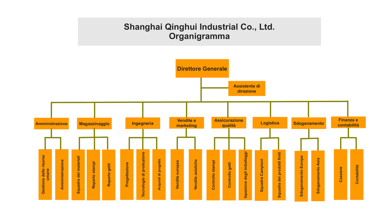Shanghai Qinghui Industrial Co., Ltd. — Struttura organizzativa
