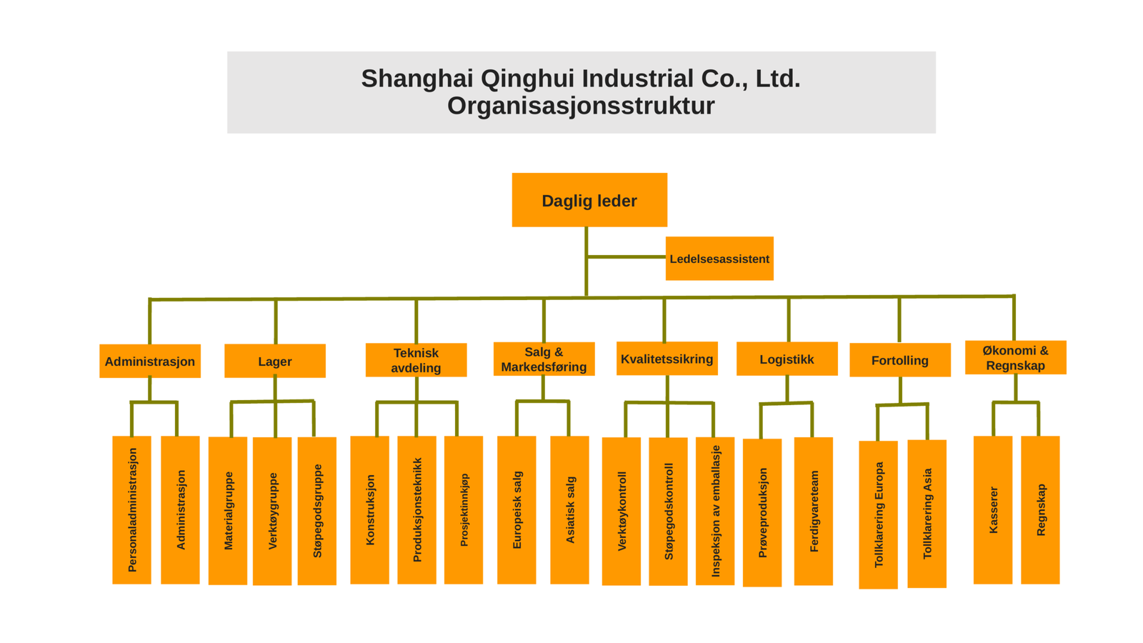 Shanghai Qinghui Industrial Co., Ltd. — Organisasjonsstruktur